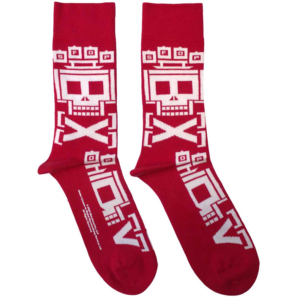 Ponožky Five Finger Death Punch - Pixeled Skull Repeat, Unisex,Červená,UK 7 - 11