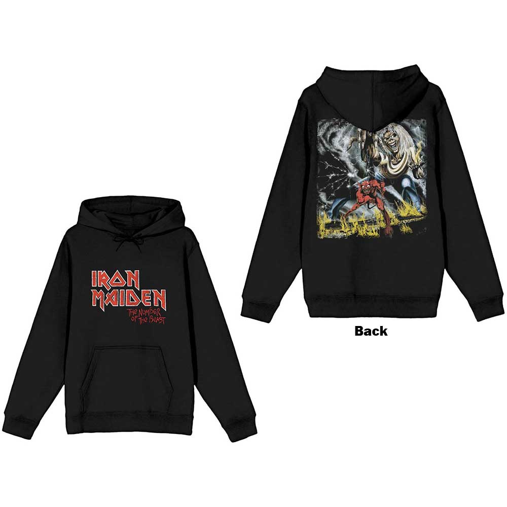 Mikina Iron Maiden - Number of the Beast Vintage Logo Faded Edge Album, Unisex,Čierna,XL