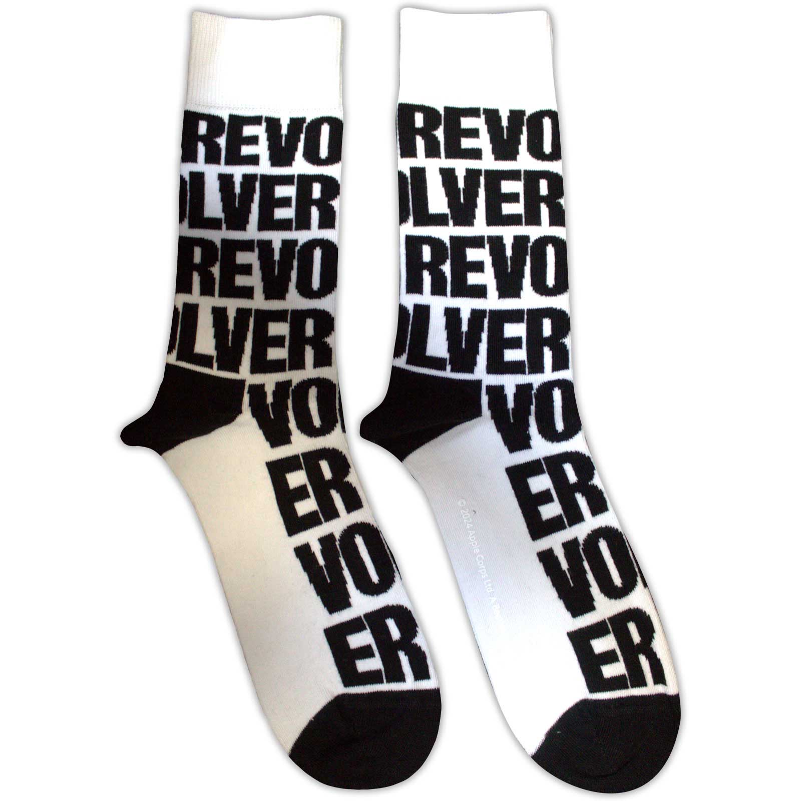 Ponožky The Beatles - Revolver Text Repeat, Unisex,Biela,UK 7 - 11
