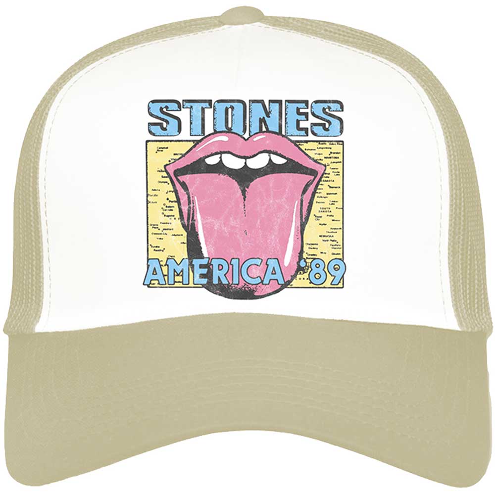 Šiltovka The Rolling Stones - America '89 Tour Map, Unisex,Biela,Univerzálna