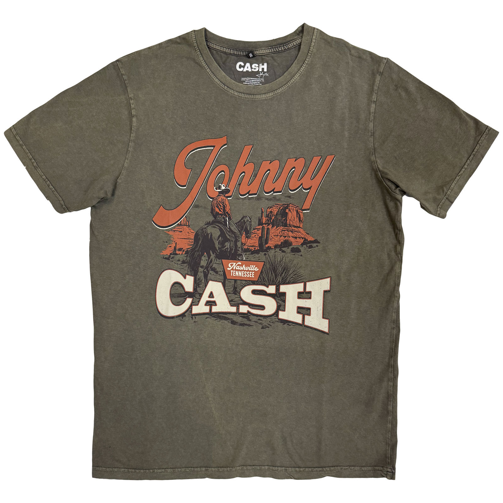 Tričko Johnny Cash - Desert Cowboy, Unisex,Zelená,XXL