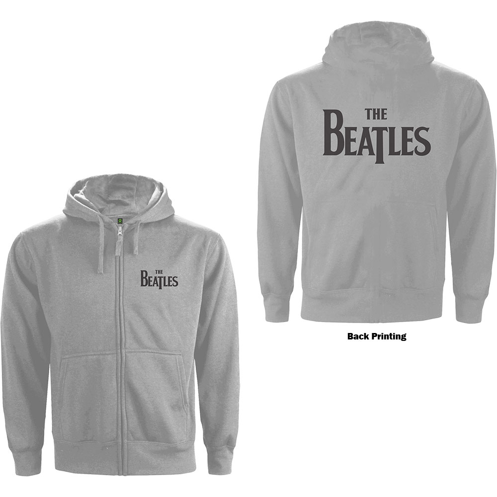 Mikina na zips The Beatles - Drop T Logo, Unisex,Šedá,XL
