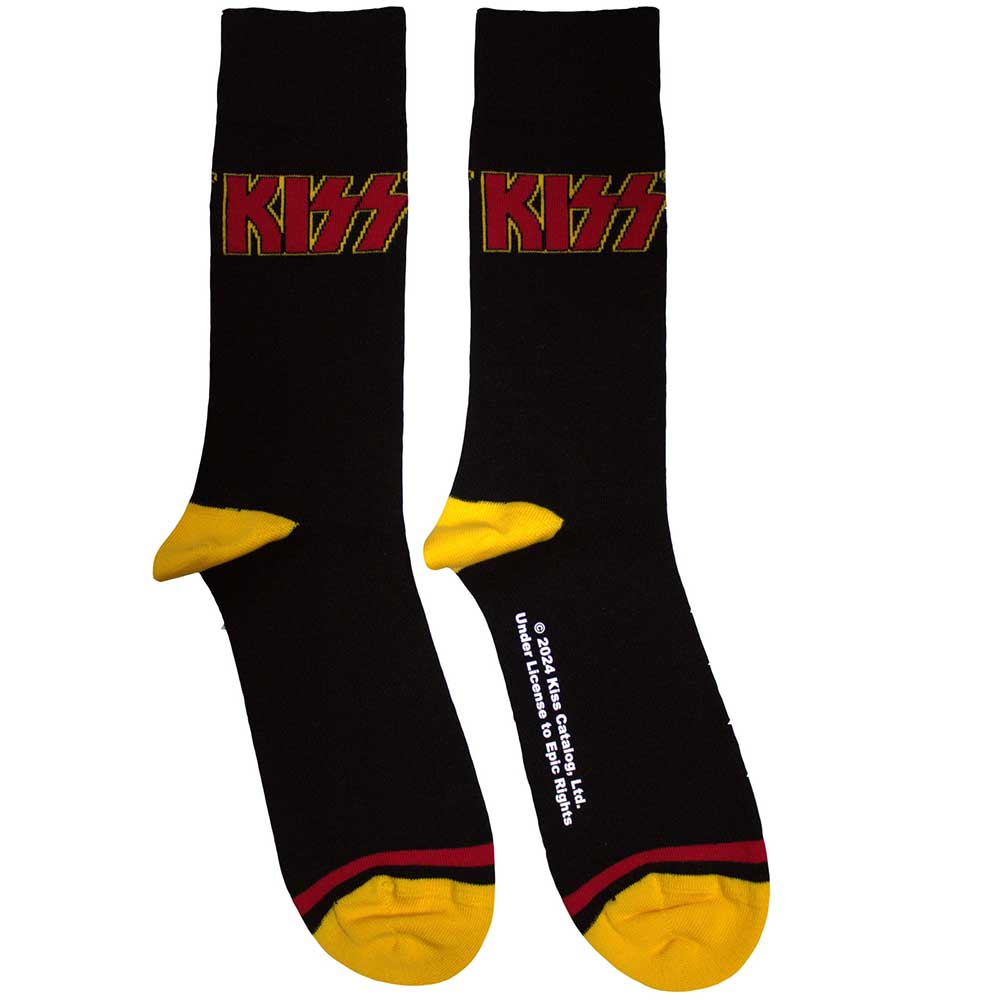 Ponožky Kiss - Red Logo Single Stripe, Unisex,Čierna,UK 7 - 11