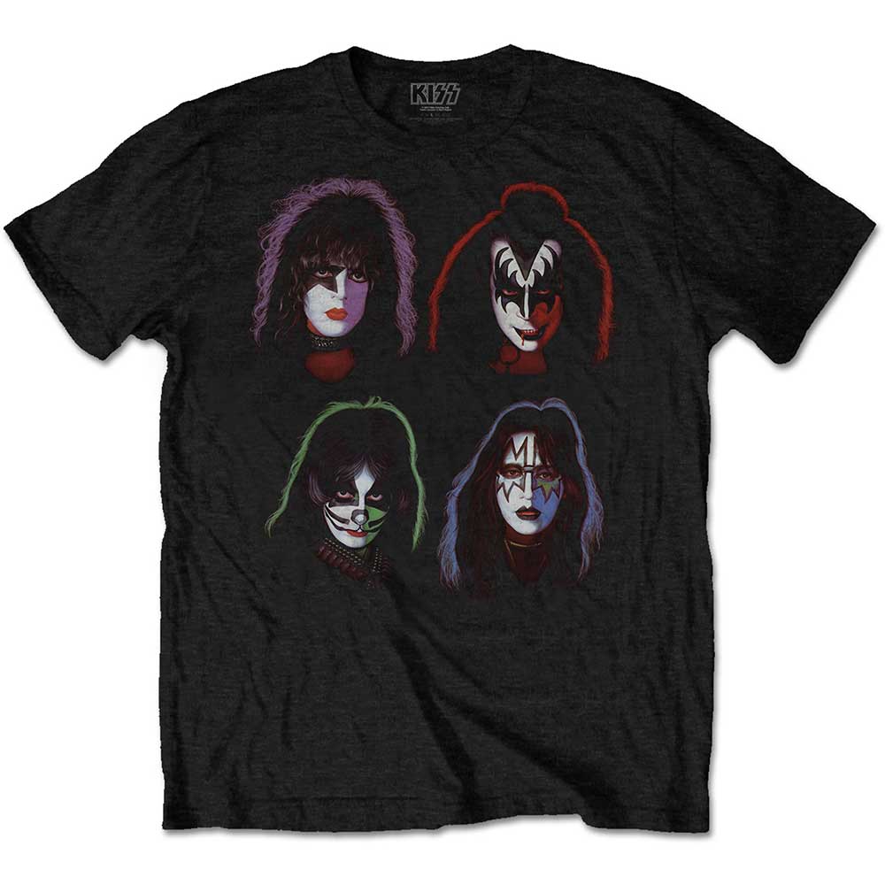 Tričko Kiss - Faces, Unisex,Čierna,XXL