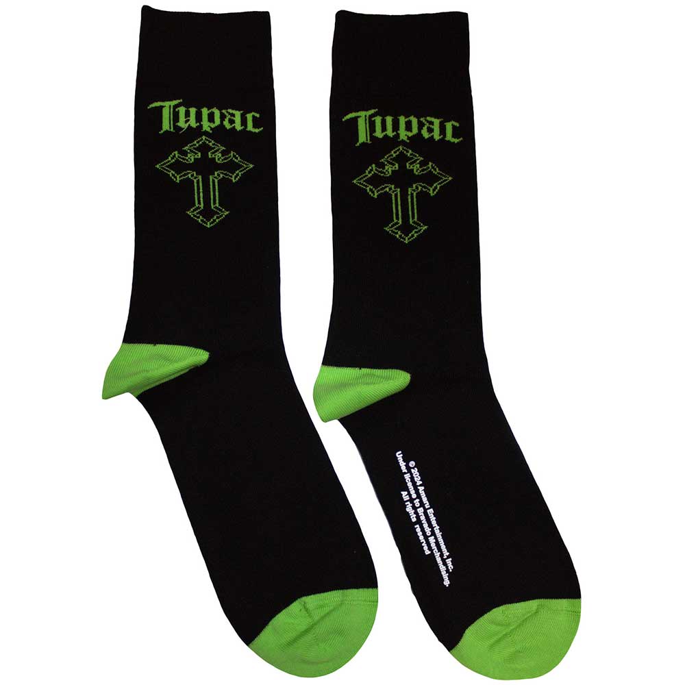 Ponožky 2Pac - Green Cross, Unisex,Čierna,UK 7 - 11