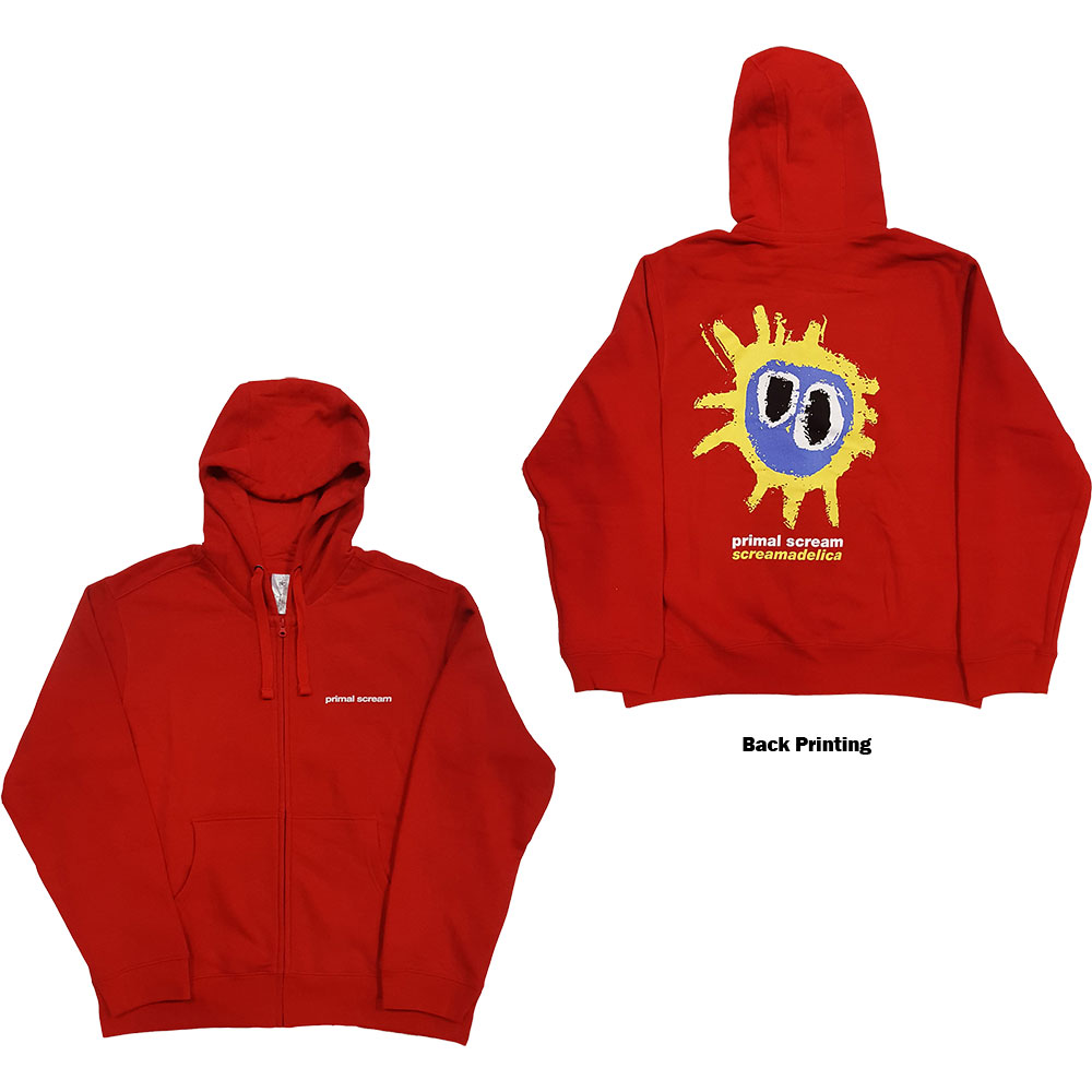 Mikina na zips Primal Scream - Screamadelica, Unisex,Červená,XL