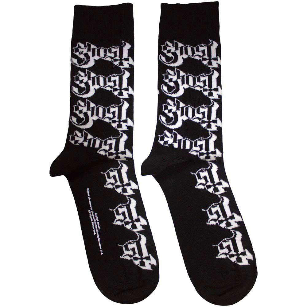 Ponožky Ghost - Logo Pattern, Unisex,Čierna,UK 4 - 7