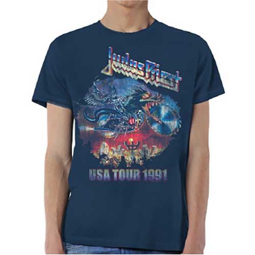 Tričko Judas Priest - Painkiller US Tour 91, Unisex,Modrá,XXL