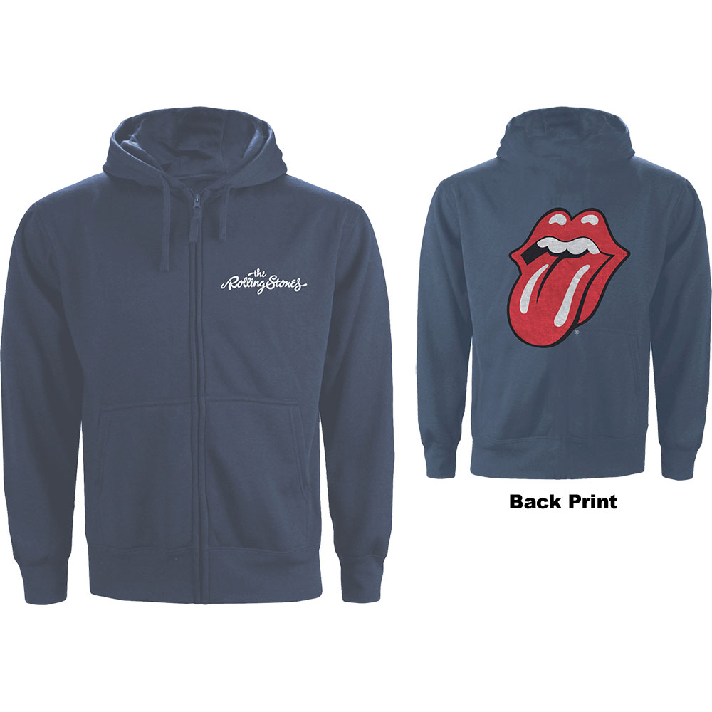 Mikina na zips The Rolling Stones - Classic Tongue, Unisex,Modrá,XL