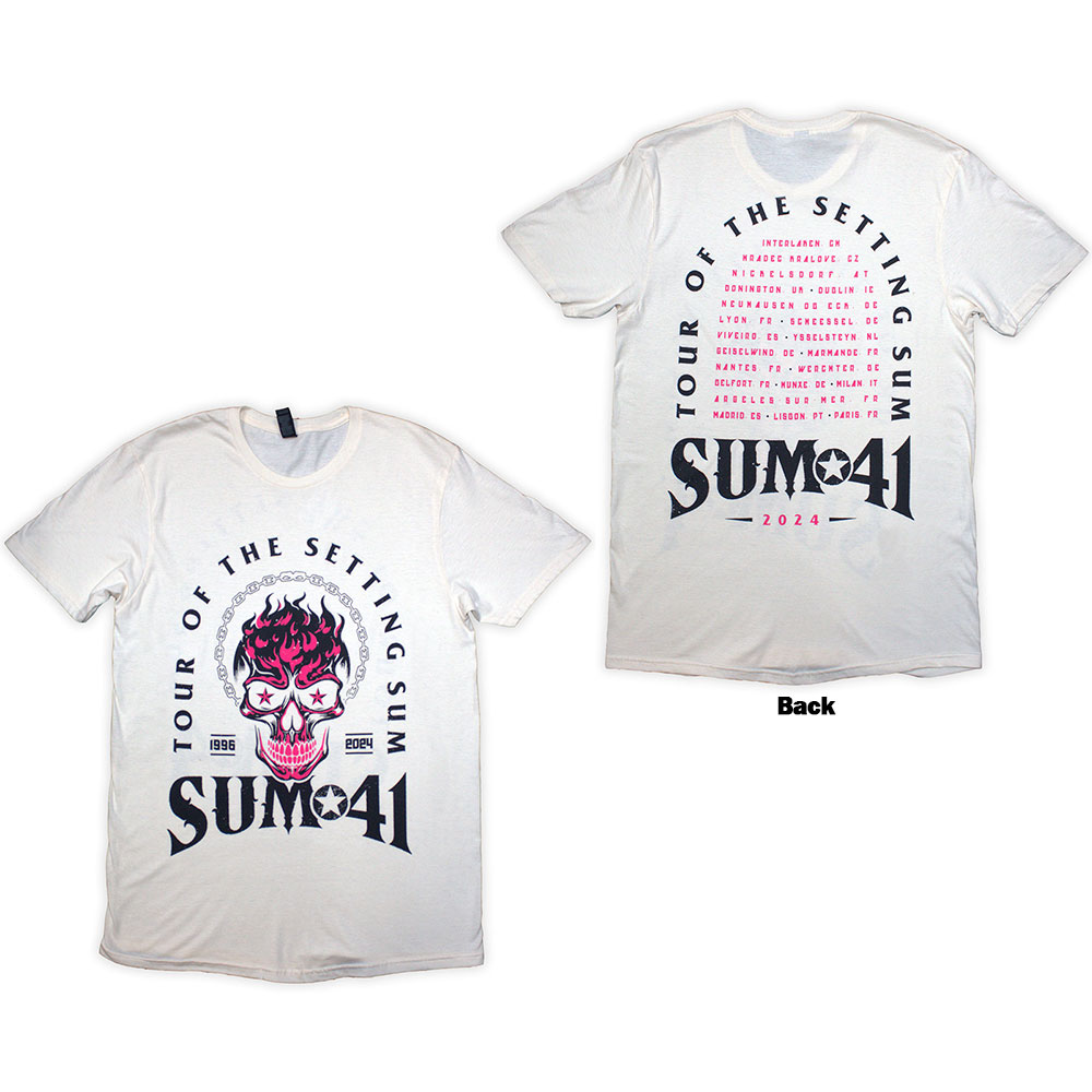 Tričko Sum 41 - Tour '24 Pink Skull, Unisex,Natural,XXL