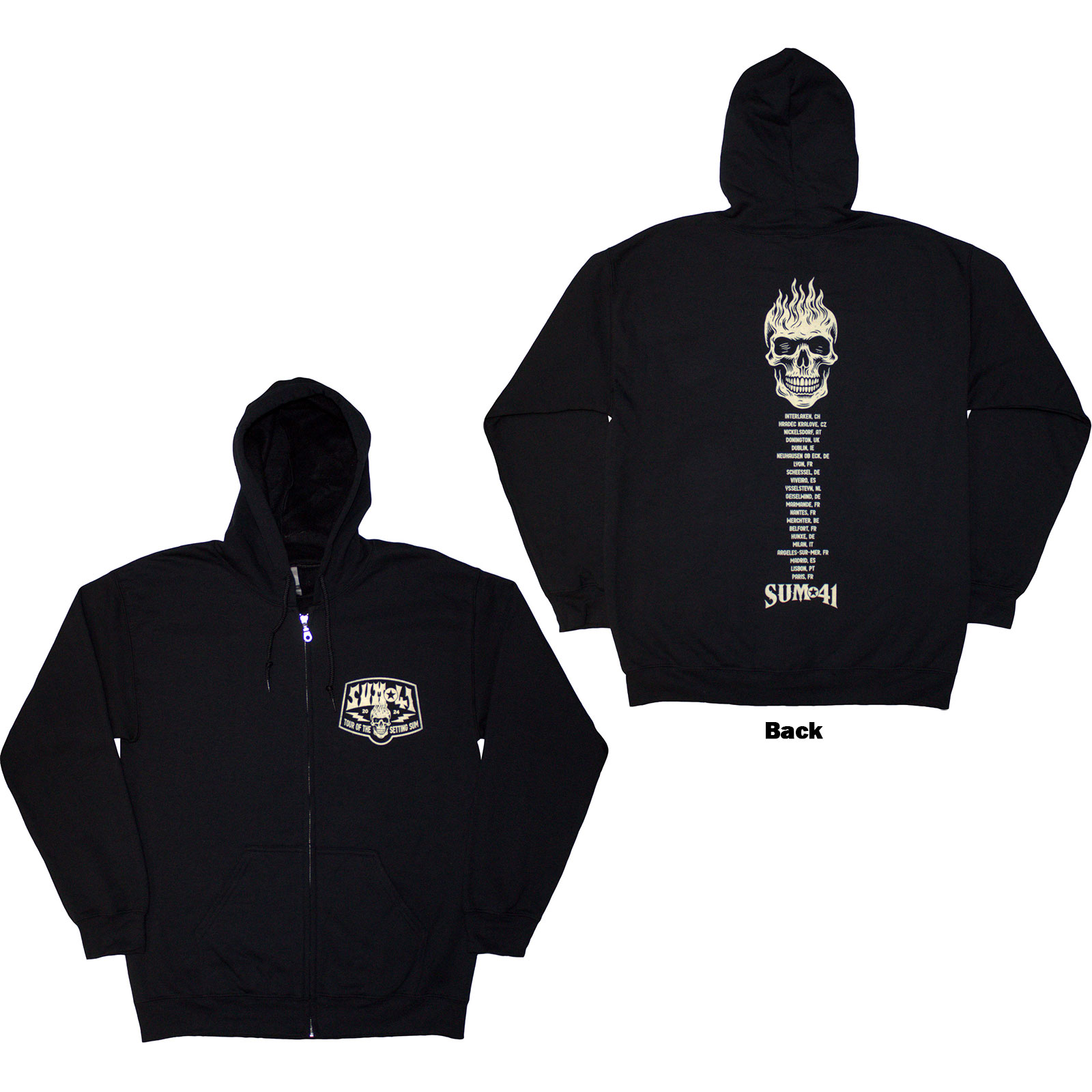 Mikina na zips Sum 41 - Tour '24 Pocket Logo & Skull Back, Unisex,Čierna,XXL