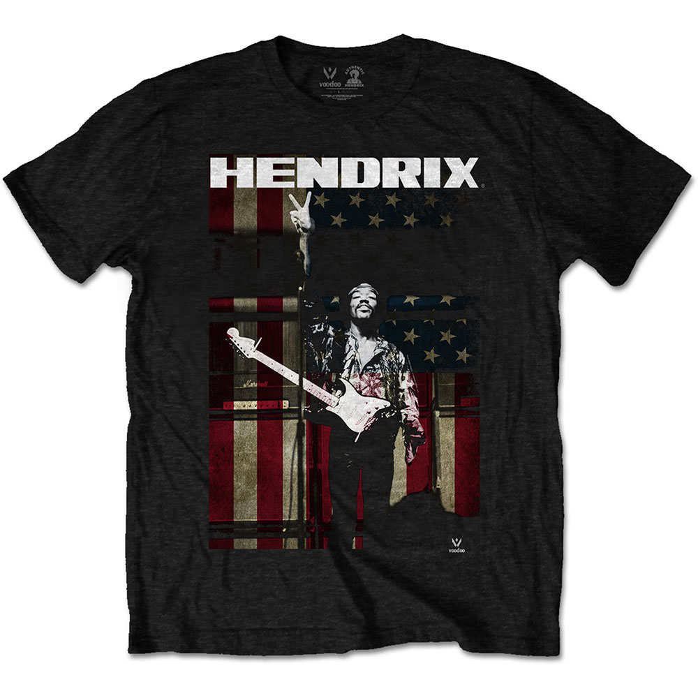 Tričko Jimi Hendrix - Peace Flag, Unisex,Čierna,S