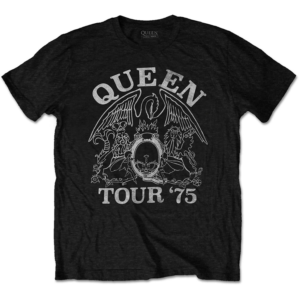 Tričko Queen - Tour '75, Unisex,Čierna,XXL