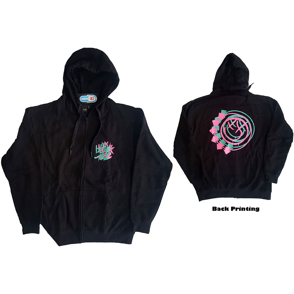 Mikina na zips Blink 182 - Double Six Arrow Smiley, Unisex,Čierna,XXL