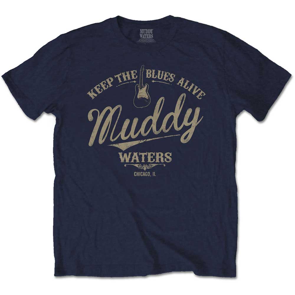 Tričko Muddy Waters - Keep The Blues Alive, Unisex,Modrá,M