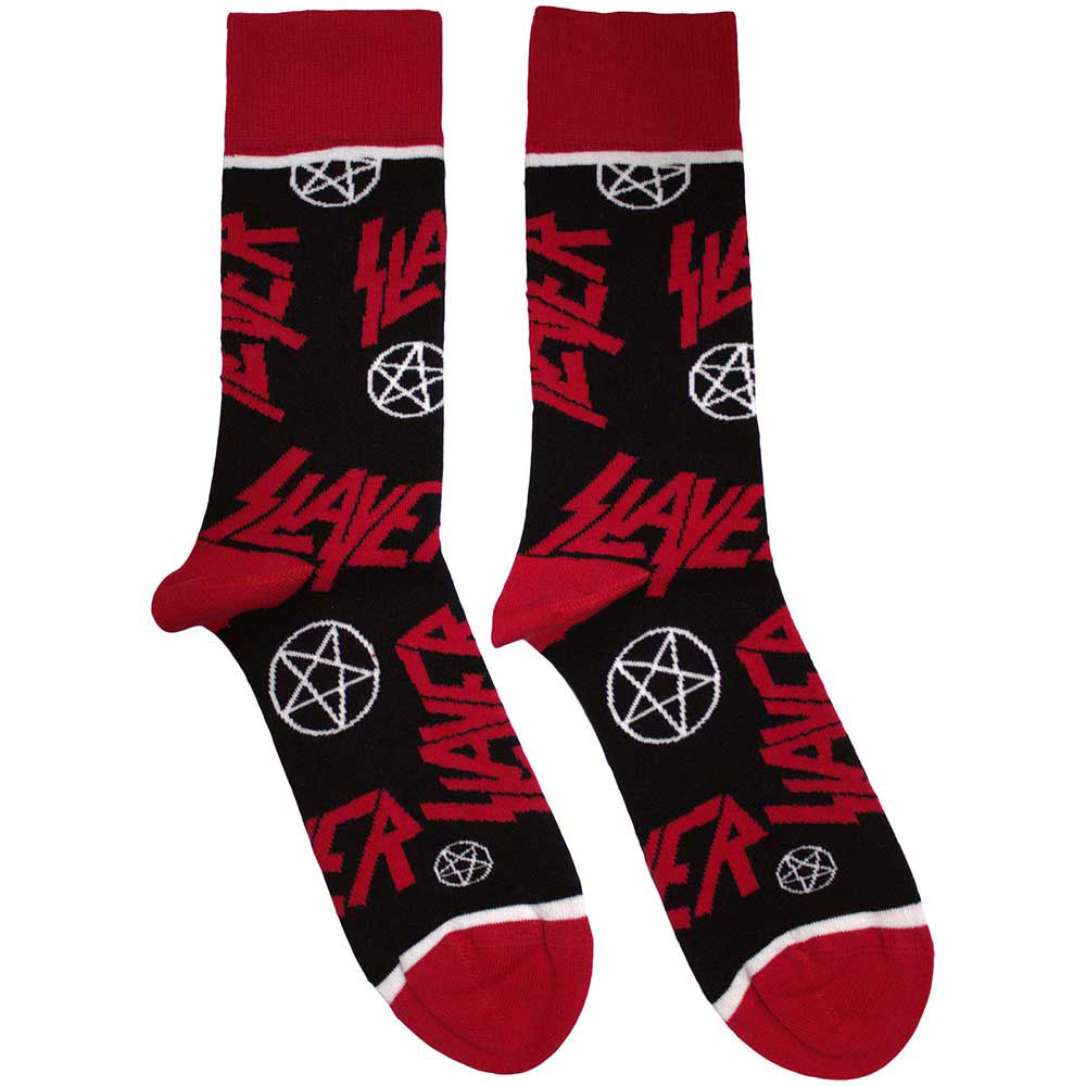 Ponožky Slayer - Logos and Pentagrams, Unisex,Čierna,UK 4 - 7
