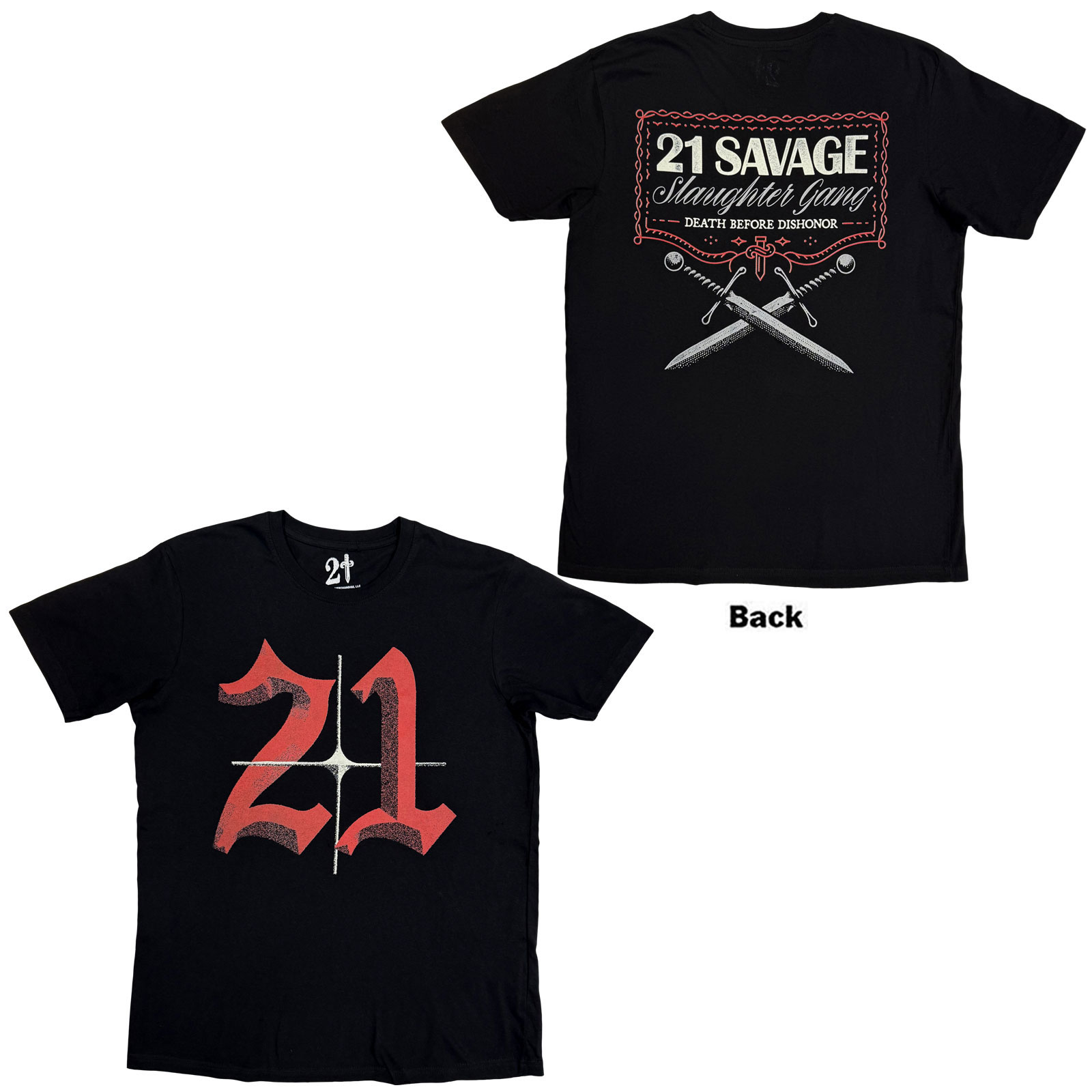 Tričko 21 Savage - Death Before Dishonor Daggers, Unisex,Čierna,XXL