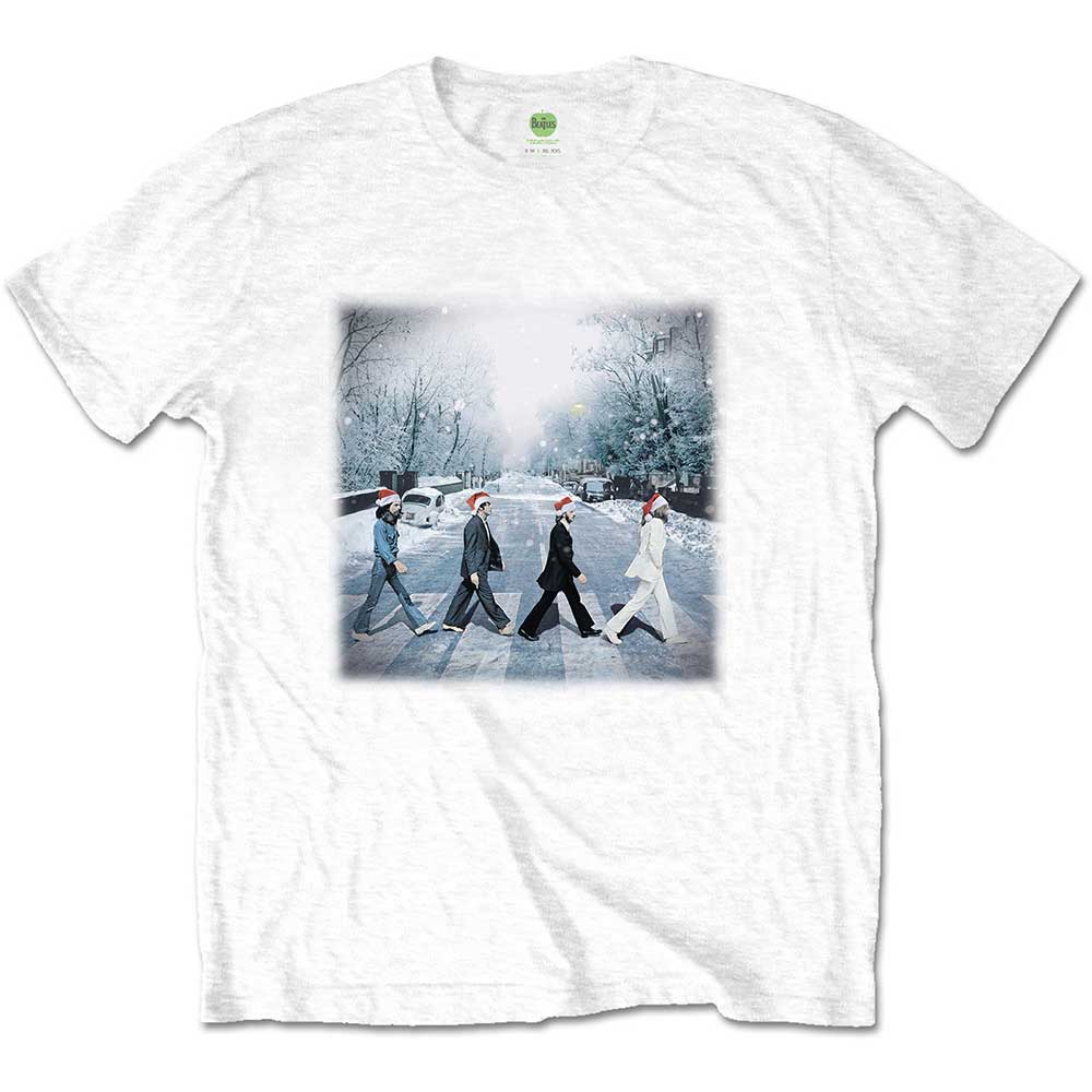 Tričko The Beatles - Abbey Christmas, Unisex,Biela,XXL