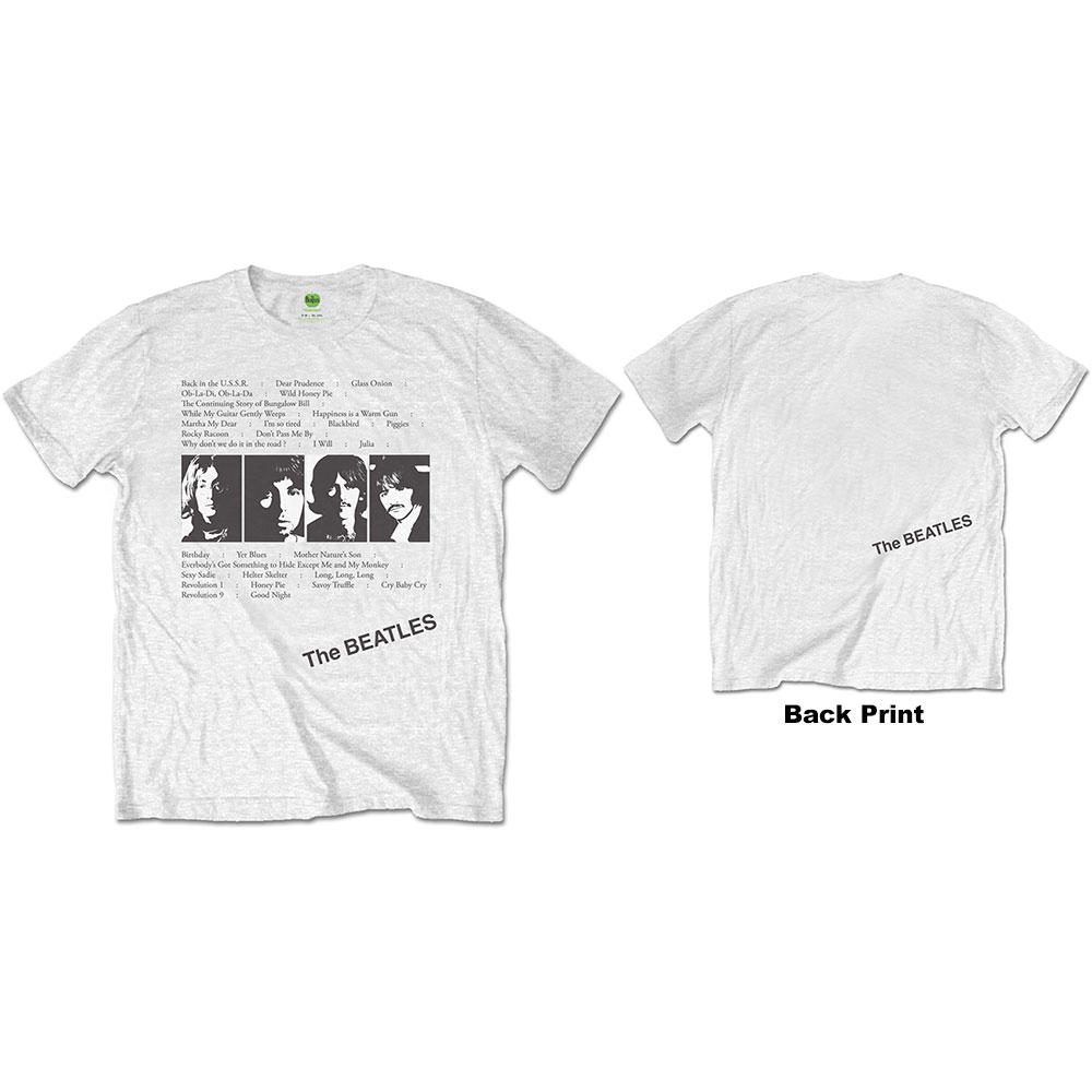 Tričko The Beatles - White Album Tracks, Unisex,Biela,XL