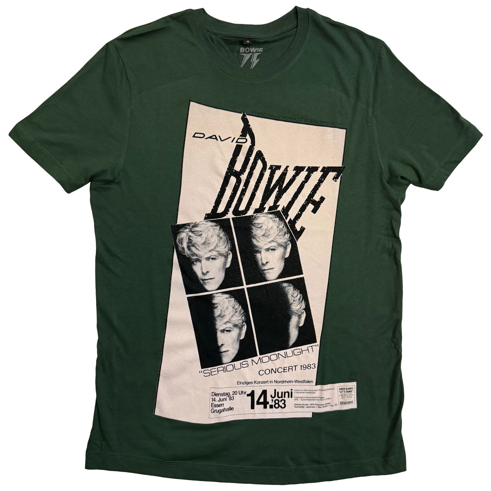 Tričko David Bowie - Concert '83, Unisex,Zelená,3XL