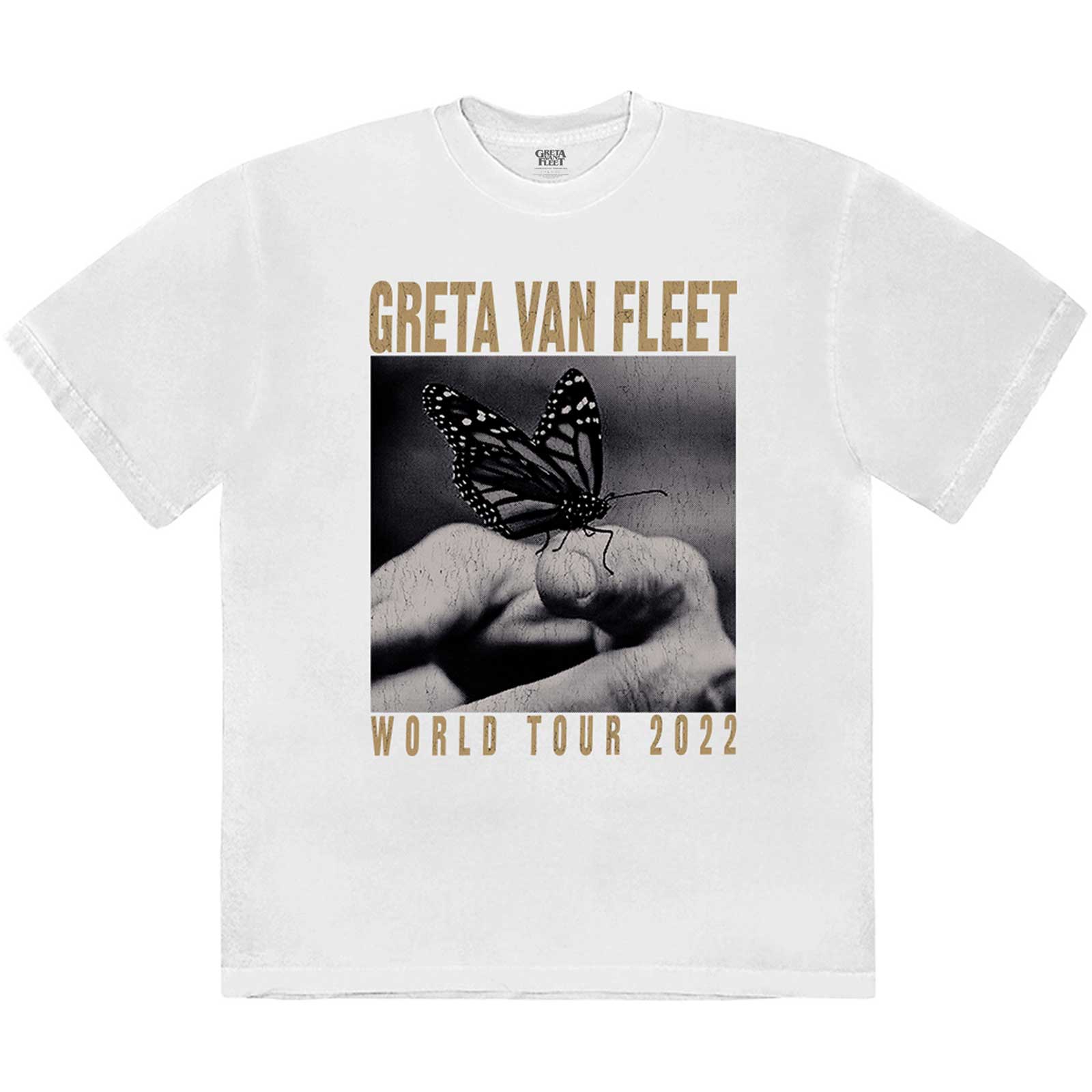 Tričko Greta Van Fleet - World Tour Butterfly, Unisex,Biela,XXL