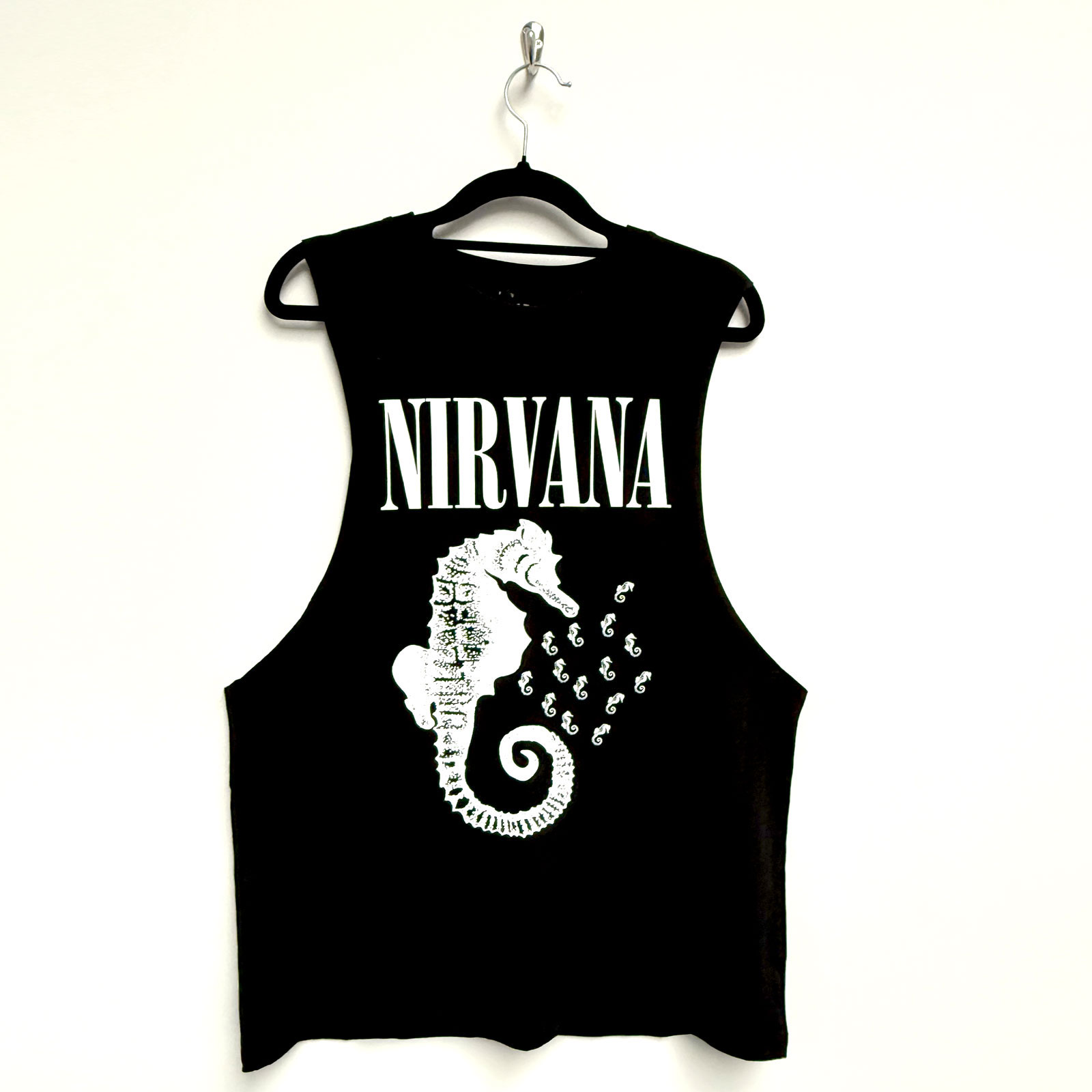 Tielko Nirvana - Seahorse & Logo Mono, Unisex,Čierna,XXL