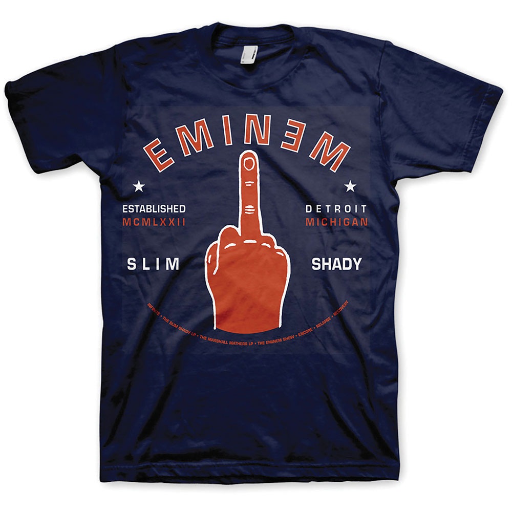 Tričko Eminem - Detroit Finger, Unisex,Modrá,XXL