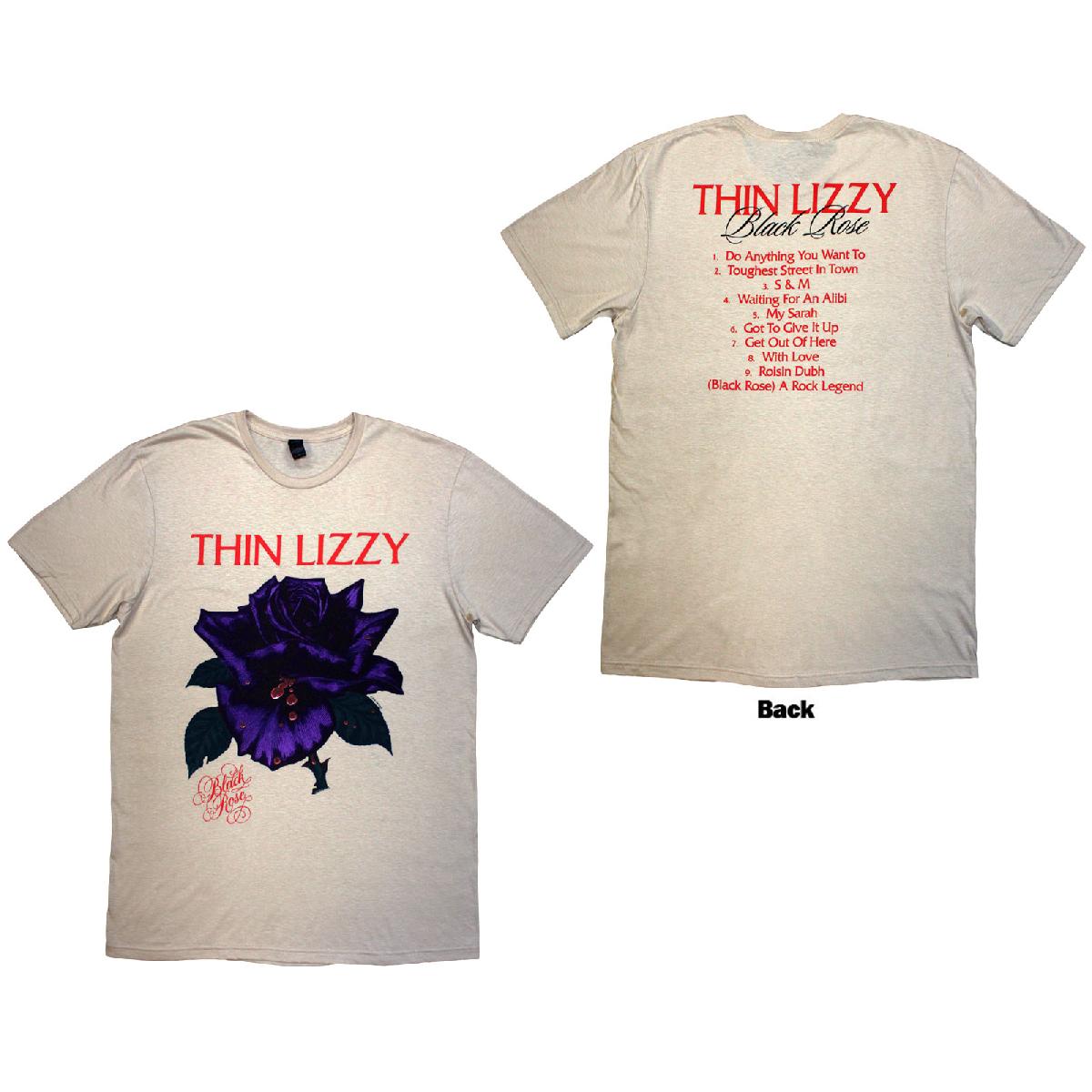 Tričko THIN LIZZY - Black Rose Tracklist, Unisex,Natural,XXL