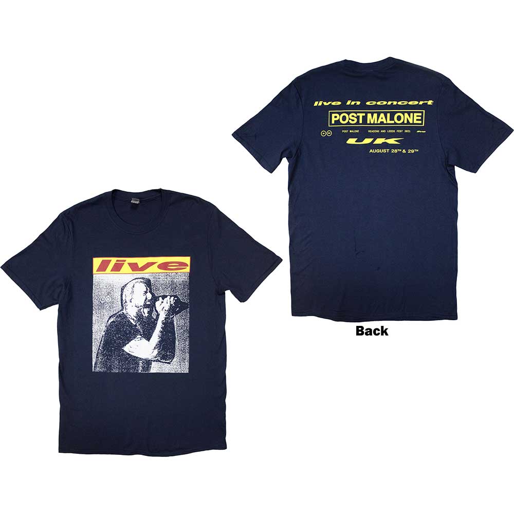 Tričko Post Malone - Live In Concert, Unisex,Modrá,S