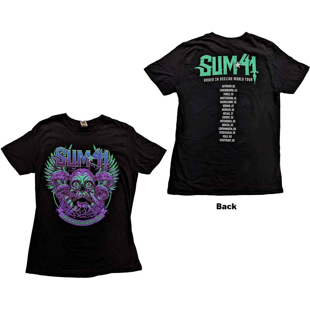 Tričko Sum 41 - Order In Decline Tour 2020 Purple Skull, Unisex,Čierna,S