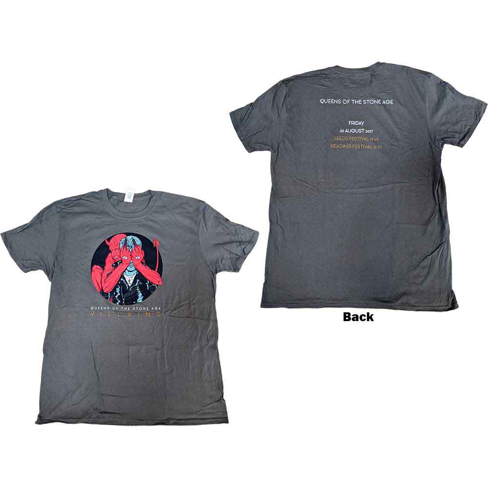 Tričko Queens of the Stone Age - Villains R&L 2017, Unisex,Šedá,S