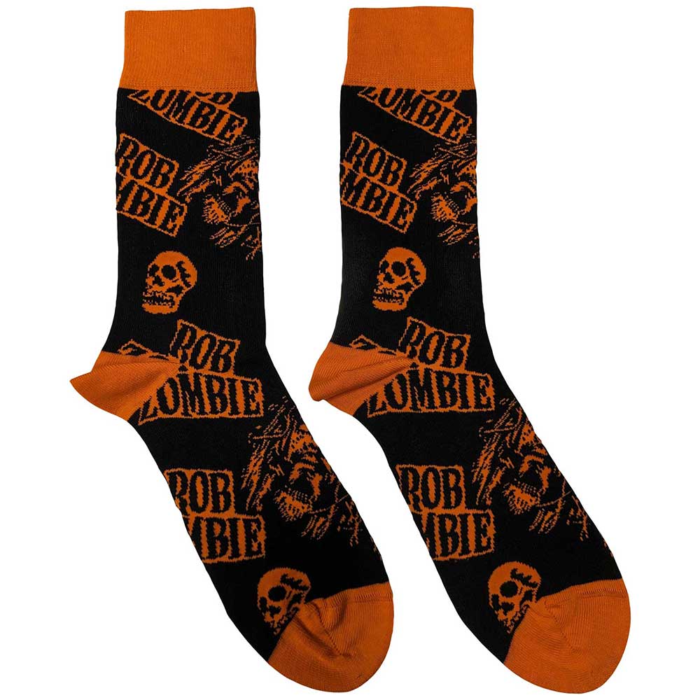 Ponožky Rob Zombie - Skull Face Orange, Unisex,Čierna,UK 7 - 11