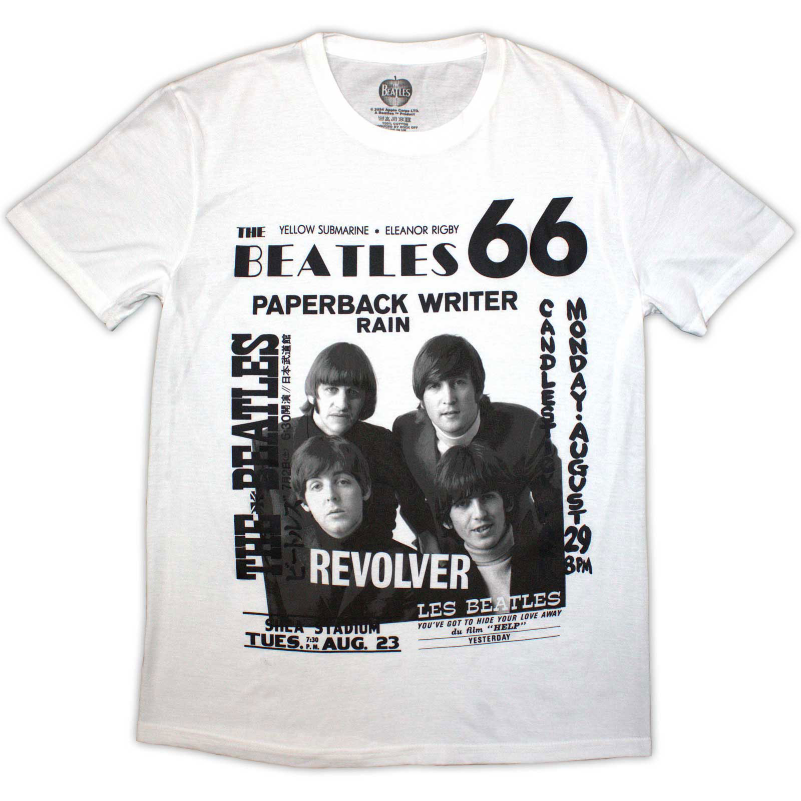 Tričko The Beatles - 1966, Unisex,Biela,XXL