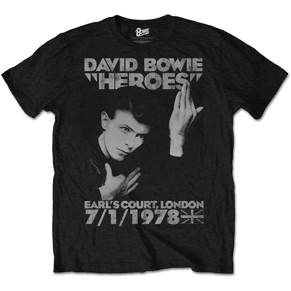 Tričko David Bowie - Heroes Earls Court, Unisex,Čierna,XXL