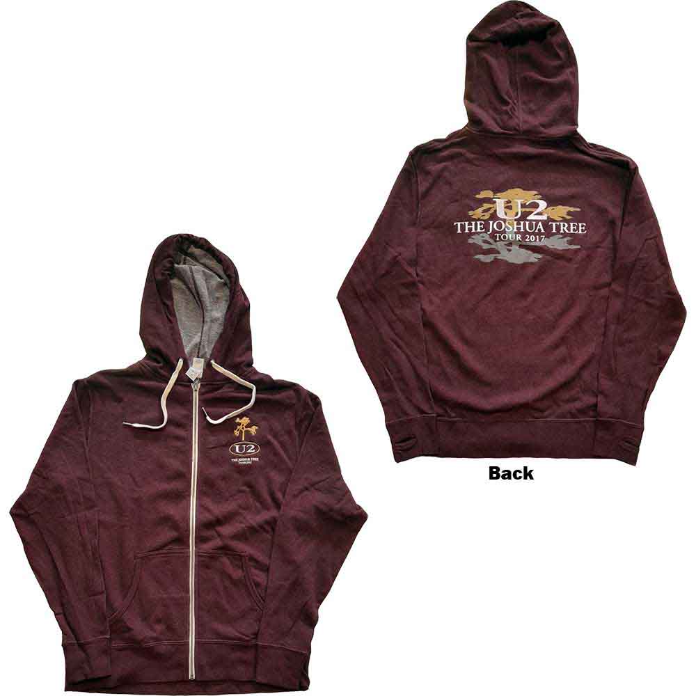 Mikina na zips U2 - Joshua Tree 2017, Unisex,Červená,S