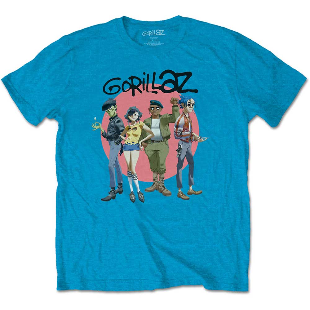 Tričko Gorillaz - Group Circle Rise, Unisex,Modrá,XXL