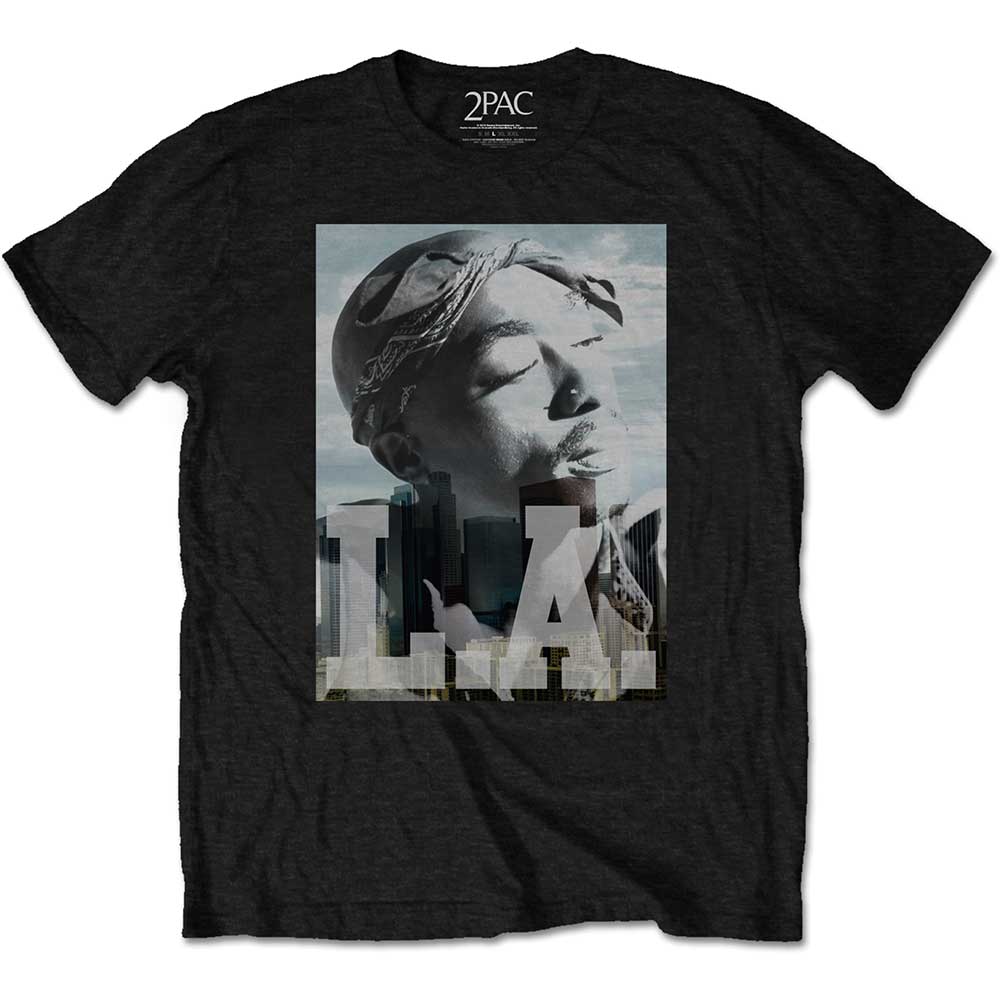 Tričko 2Pac - LA Skyline, Unisex,Čierna,XXL