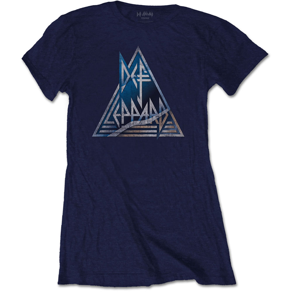 Tričko Def Leppard - Triangle Logo, Žena,Modrá,XL