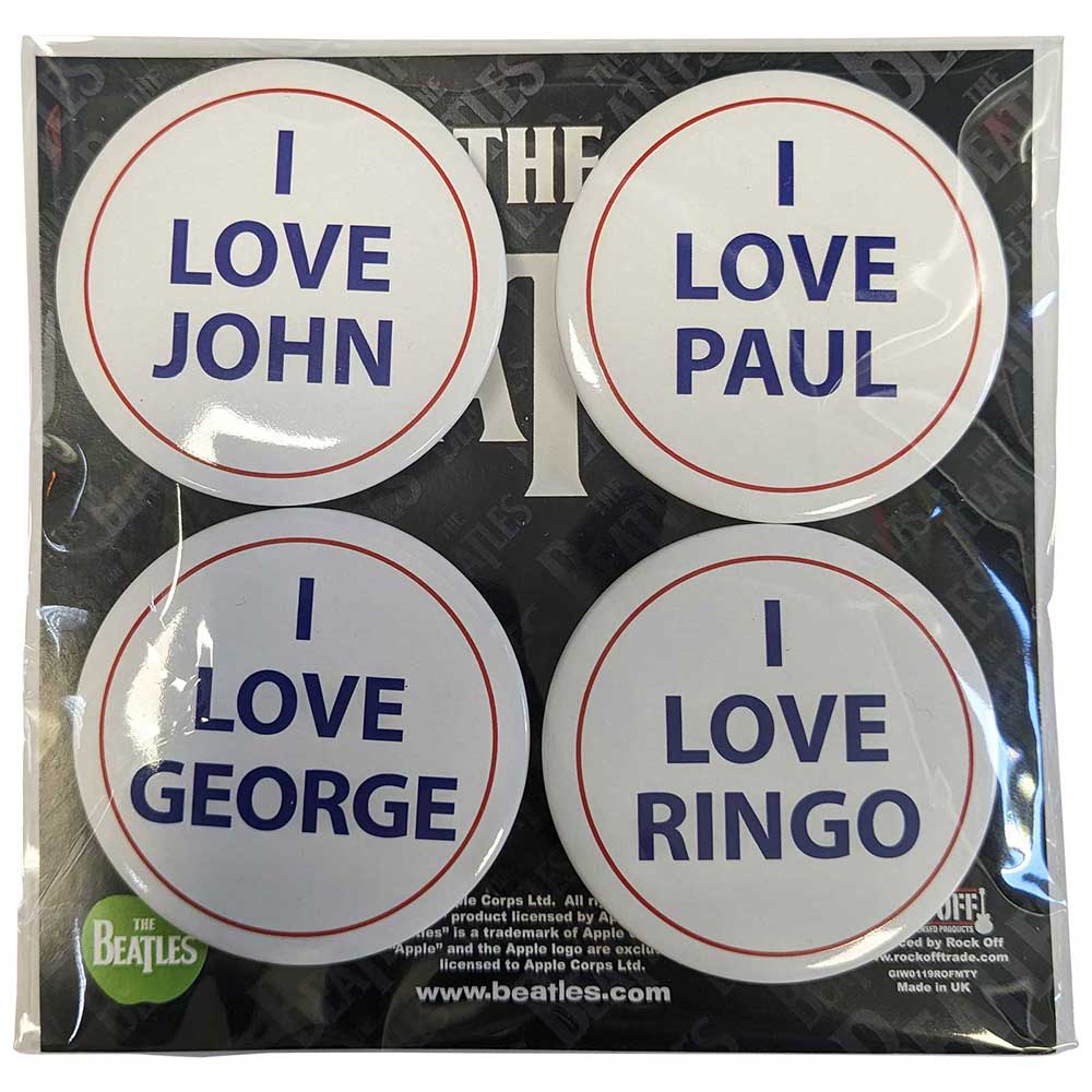 Odznak The Beatles - I Love 4 Pack Large
