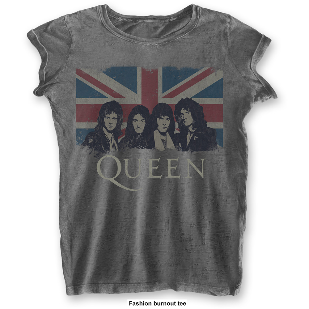 Tričko Queen - Vintage Union Jack, Žena,Šedá,XXL