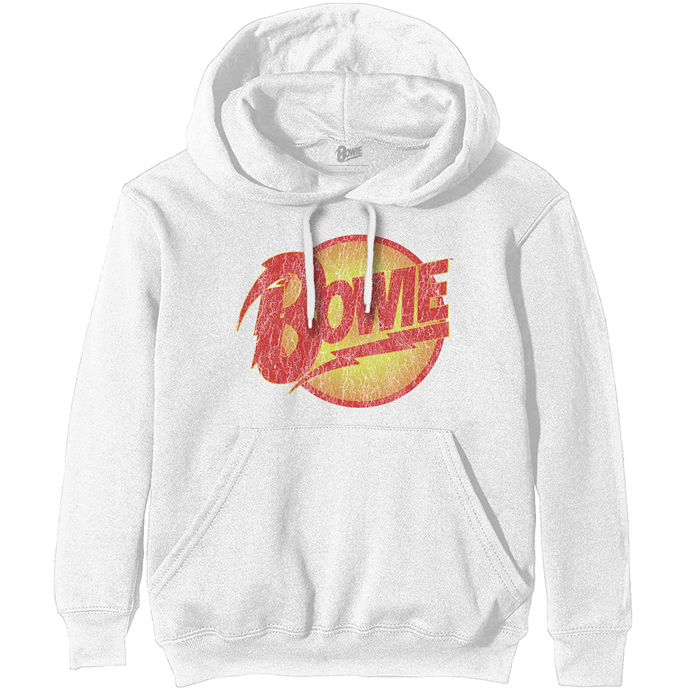 Mikina David Bowie - Vintage Diamond Dogs Logo, Unisex,Biela,XL