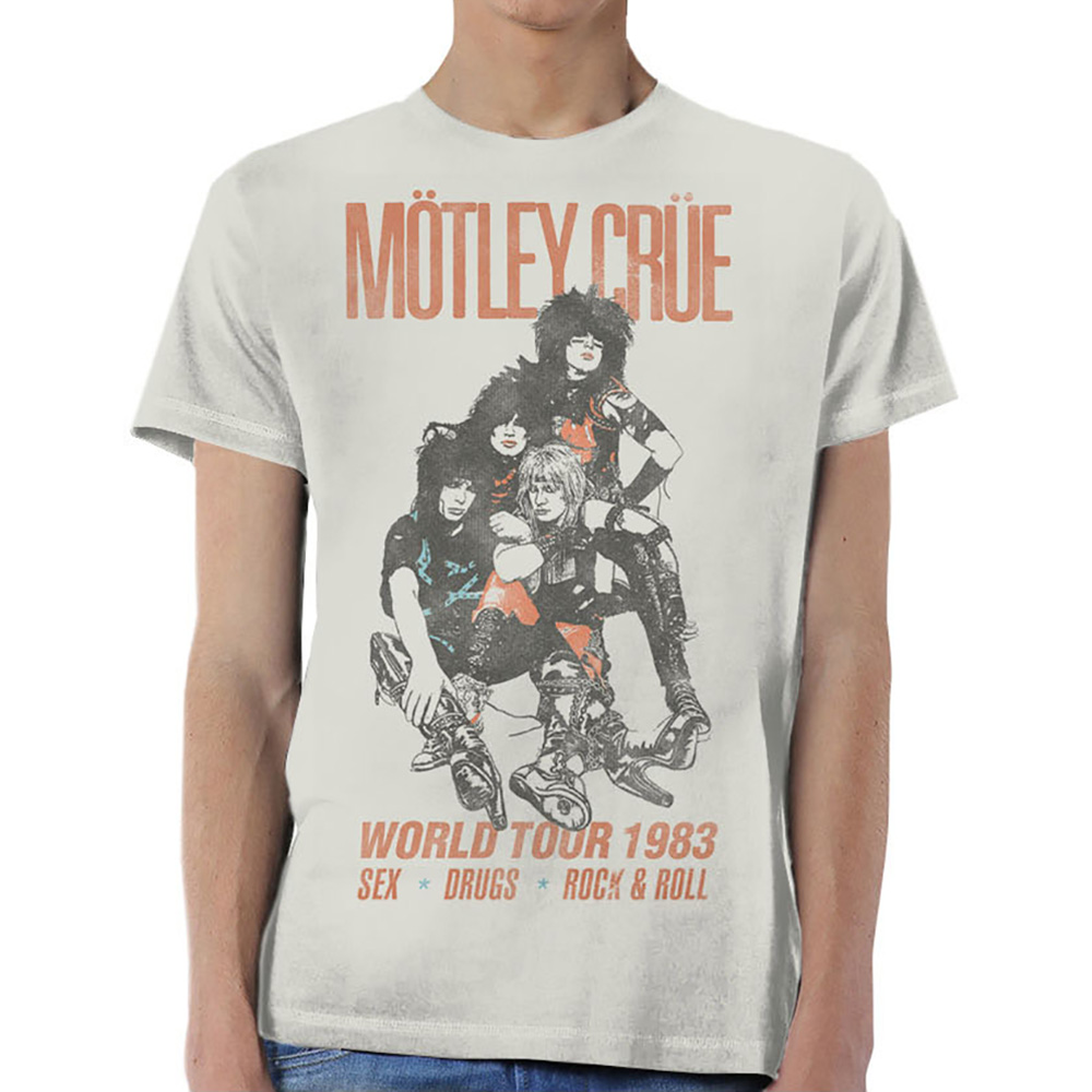 Tričko Motley Crue - World Tour Vintage, Unisex,Biela,XXL