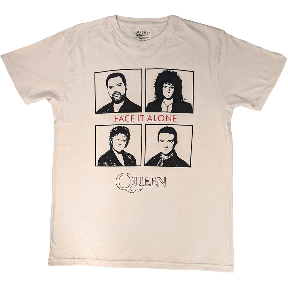 Tričko Queen - Face It Alone Squares, Unisex,Natural,XXL