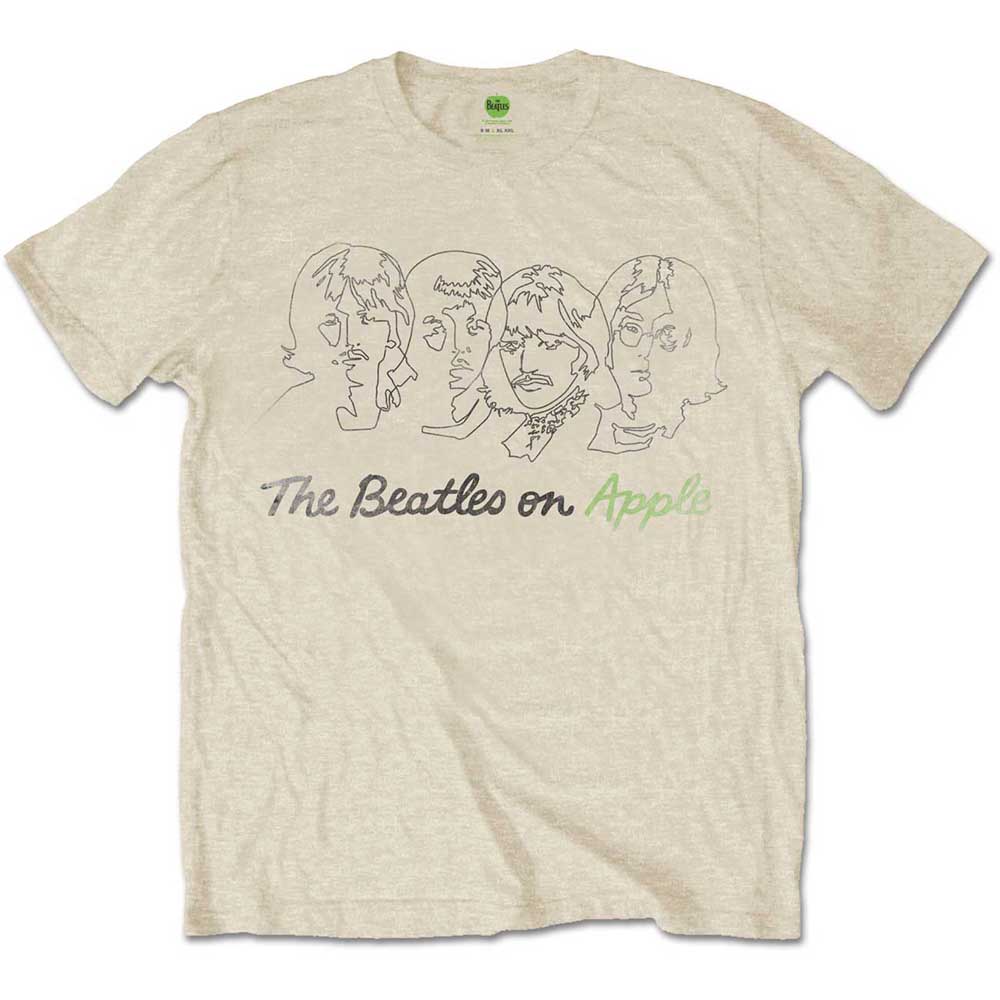 Tričko The Beatles - Outline Faces on Apple, Unisex,Natural,XXL