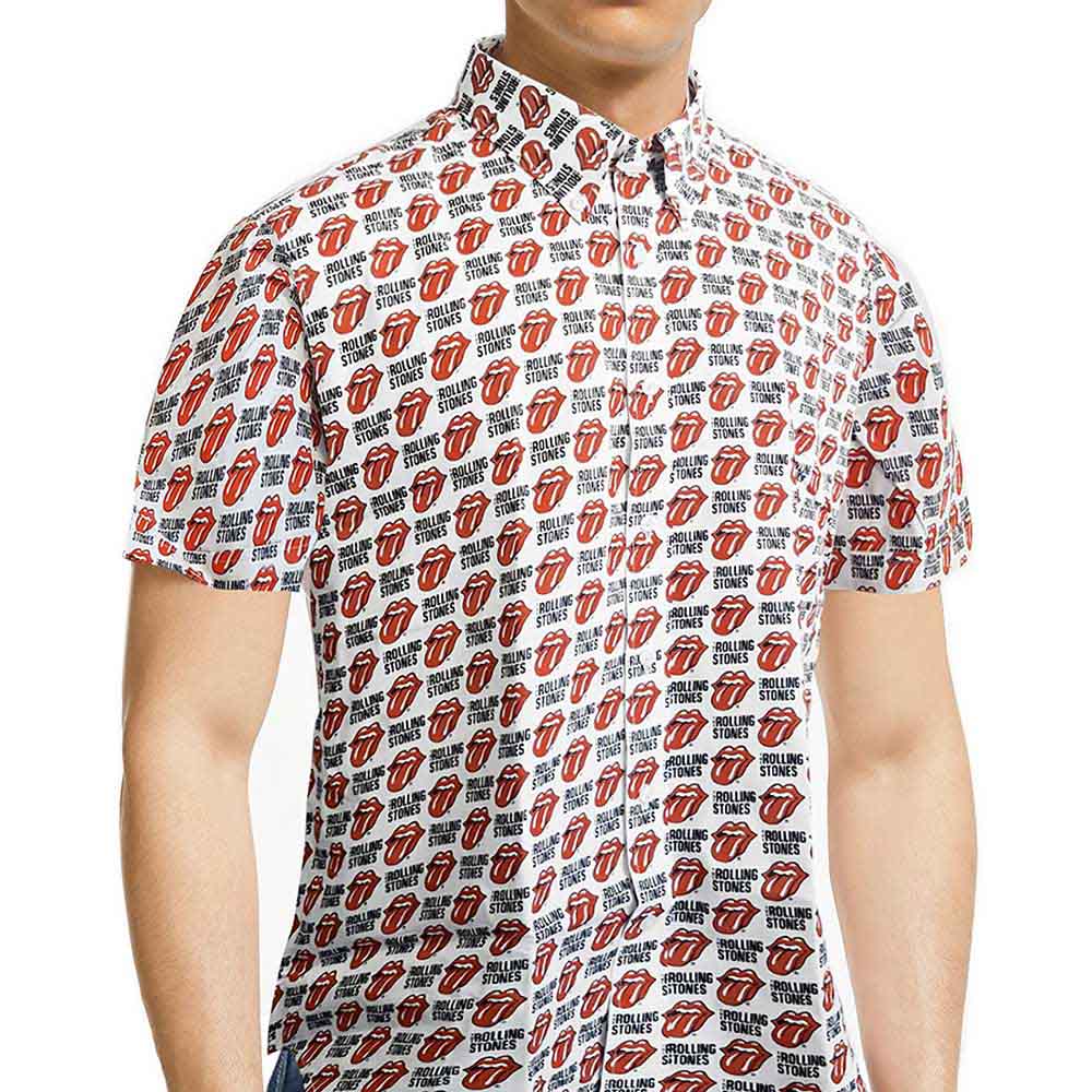 Košeľa The Rolling Stones - Tongue and Text, Unisex,Biela,M