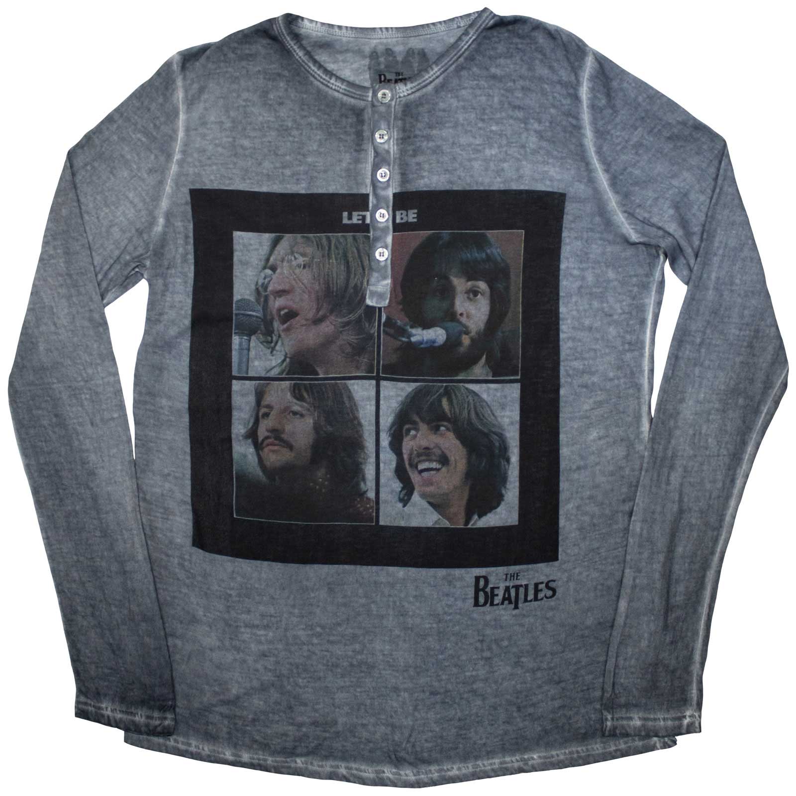 Tričko s dlhým rukávom The Beatles - Let It Be Stone Wash, Unisex,Modrá,L