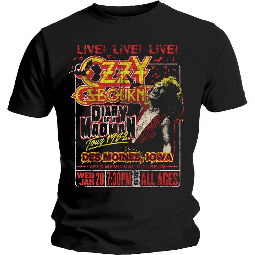 Tričko Ozzy Osbourne - Diary of a Madman Tour, Unisex,Čierna,L