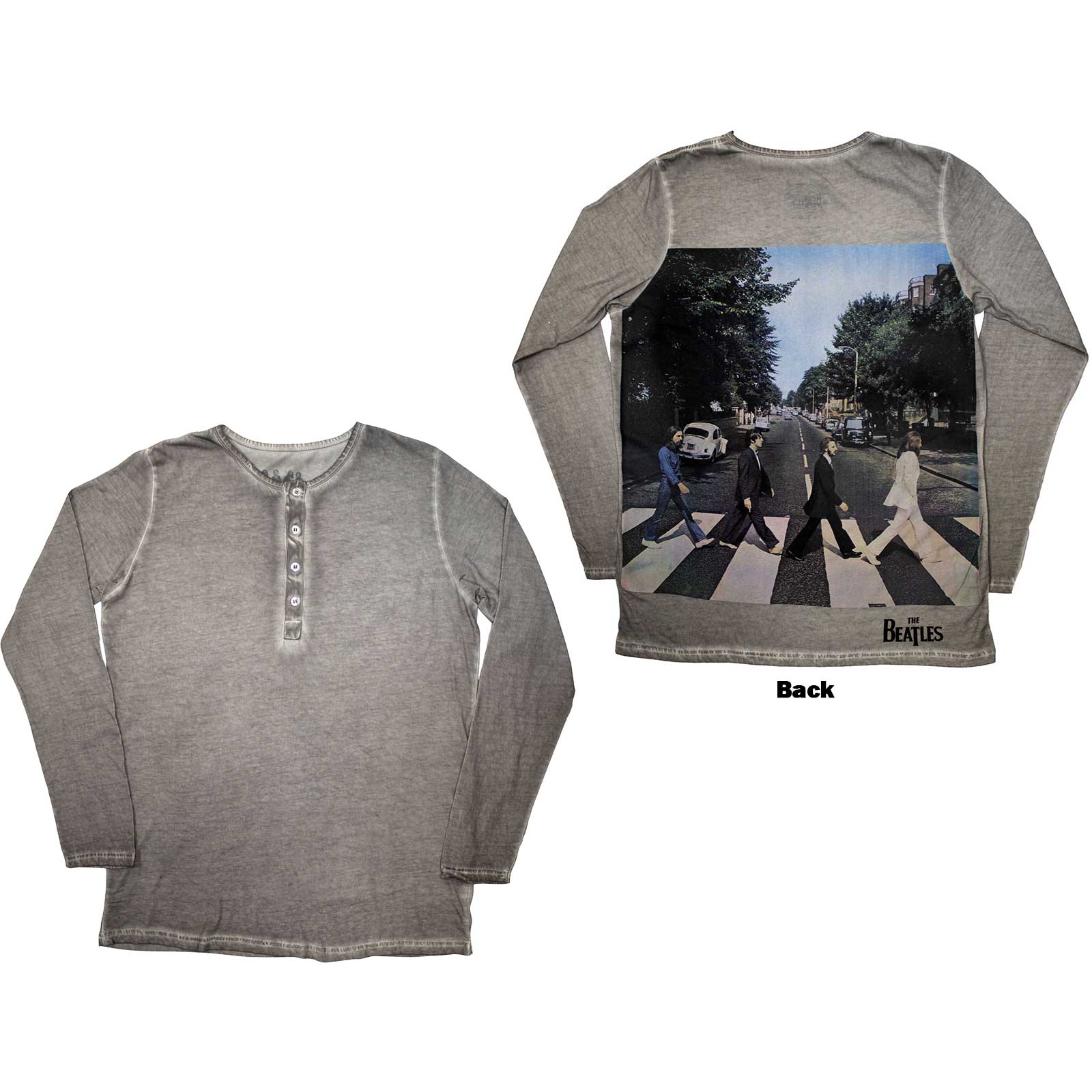 Tričko s dlhým rukávom The Beatles - Abbey Road Back Print Stone Wash, Unisex,Šedá,XL
