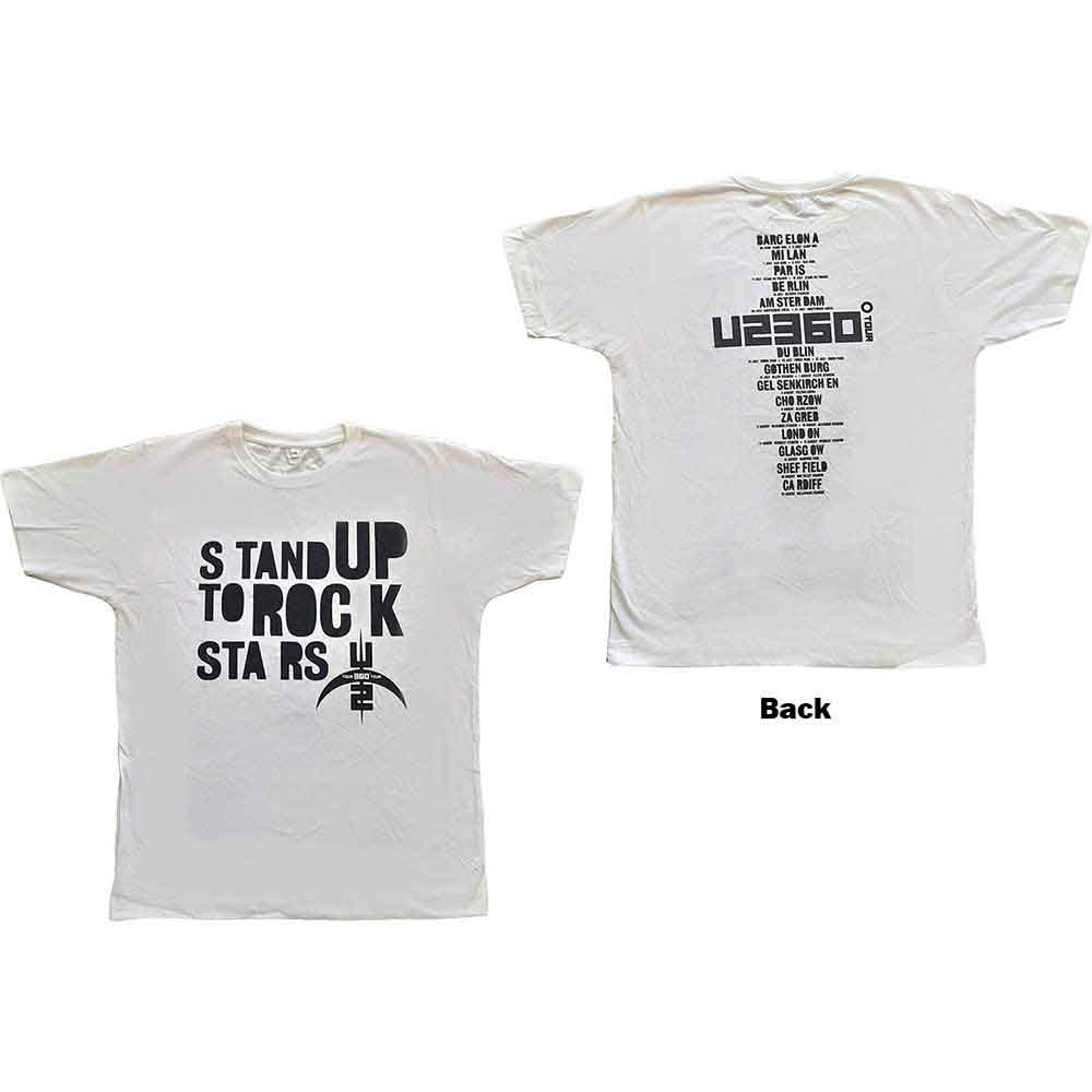 Tričko U2 - 360 Degree Tour 2009 Stand Up to Rock Stars, Unisex,Biela,M