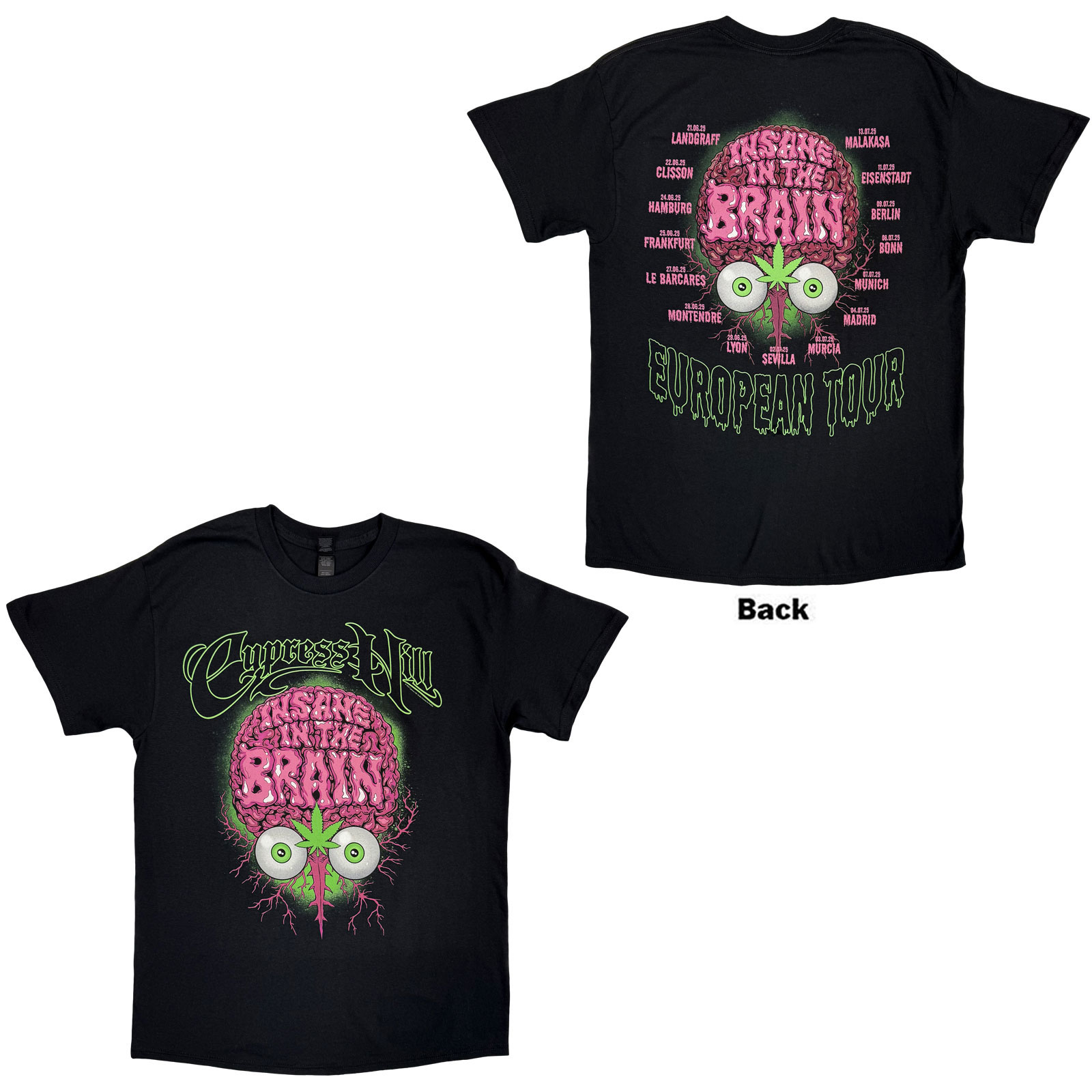 Tričko Cypress Hill - Insane In The Brain EU Tour '25, Unisex,Čierna,L